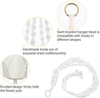 uxcell Nylon Outdoor Indoor Balcony Macrame Plant Hanger Flower Pot Holder Hanging Rope Baskets 2pcs White