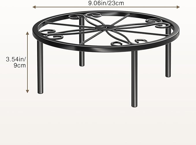 9 IN Plant Stand 1 PIC Metal Flower Pot Holders Indoor Tall 3.5'' Plant Rack Plant Riser Plant Shelf Accessories For Living Room Balcony Round Black