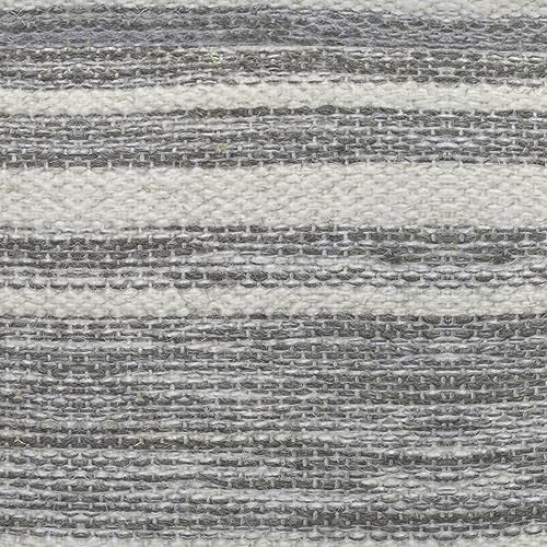 SIMPLIHOME Carina Contemporary Square Woven Pouf in Black Melange, White Wool for the Living Room, Bedroom and Kids Room - color: Black Melange, White, style: Wool Pouf