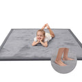Baby Play Mat for Floor,1.3" Thick Memory foam Tummy Time Mat,Soft Coral Velvet Nursery Rug,Extra Large Non Slip Crawling Mats for Living Room(Dark Gray)