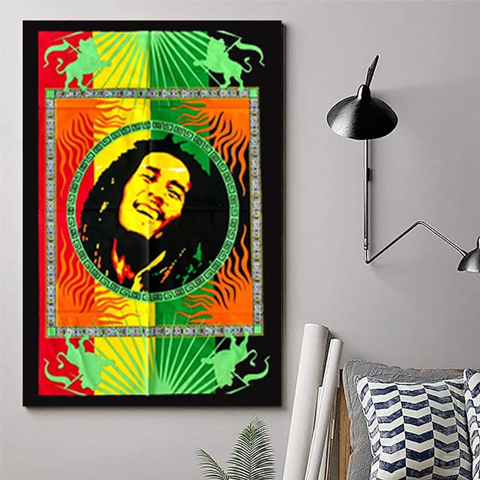 Rastogi Handicrafts Hendrix Guitar 40" X 30" Poster Size Tapestry Decorative Indian Dorm Decor Cotton Tapestry Indian Multi Colored Wall Poster Indian Deity (RH-150) - color: Rh-150