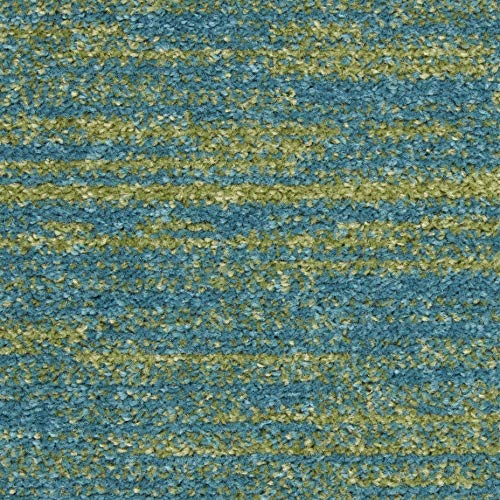 Nourison Home Nourison Essentials Blue Green 2'2" x 7'6" Area Rug - Easy Clean, Non Shedding, Bed Room, Living Room, Dining Room, Kitchen (8' Runner) - color: Blue Green, size: 2'2" x 7'6" (Runner)
