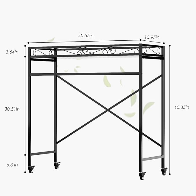 Zhongma 1 Tier Window Height Sturdy Metal Plant Stand with Wheels, 40.5x16x40.4 in High, Heavy Duty Succulent Shelf for Home Indoor and Outdoor, 220 LBS Capacity & Heavy Duty Construction