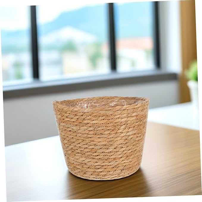 SUPVOX Boho Style Rattan Plant Pot Woven Basket for Indoor Plants Decorative Flower Container Indoor Liner