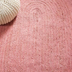 SAFAVIEH Area Rug 3' Round - Natural Fiber Collection - Pink & Natural Brown, Handmade Jute, Braided Border Design (NF801P) - color: Pink/Natural, size: 3' (Round)
