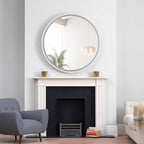 WallBeyond Round Wood Mirror 28 inch Circle Wall Mirror for Bathroom Round Wall Mirror for Wall Decor, Vanity, Entryway Living Room (White)