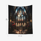 EMMTEEY Gothic Cathedral Wall Tapestry 50X60 Inch - Vintage Interior Home Decor Medieval Fantasy Backdrop for Bedroom Dorm