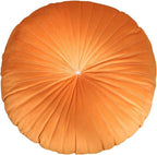 HLOVME Round Pillow Cushion for Couch Velvet Decorative Small Throw Pillow Solid Color for Living Room Bed Floor 15.7”, Orange