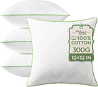 Ashler Throw Pillow Inserts (Pack of 4, White), 12 x 12 Inches Pillow Inserts with 100% Cotton Cover, Indoor Decorative Pillows Inserts for Couch Sofa and Bed