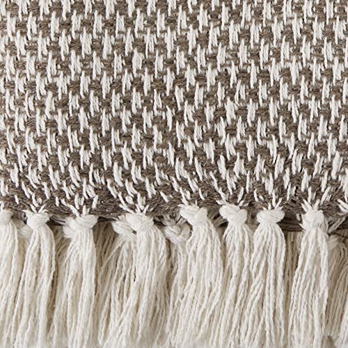 DII Woven Throw Collection 100% Cotton, Basketweave, 50x60, Brown - color: Brown, size: 50x60"