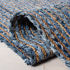 SAFAVIEH Area Rug 2x3 - Cape Cod Collection - Blue & Natural Brown, Handmade Jute & Cotton, Woven Braided Design (CAP202M) - color: Blue/Natural, size: 2' x 3' (Rectangular)