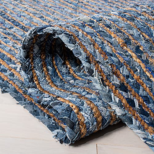 SAFAVIEH Area Rug 2x3 - Cape Cod Collection - Blue & Natural Brown, Handmade Jute & Cotton, Woven Braided Design (CAP202M) - color: Blue/Natural, size: 2' x 3' (Rectangular)