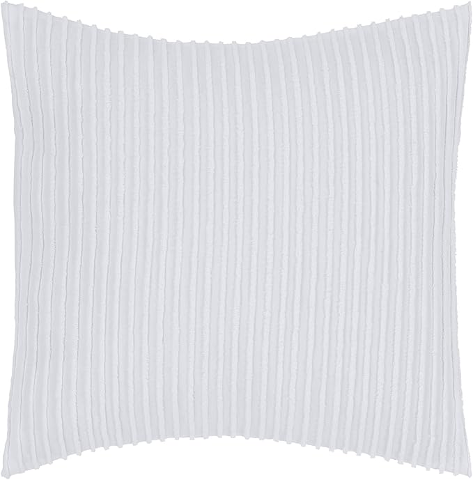 Better Trends Chenille Bedspreads Twin Size, White 100% Cotton Chenille Stripe Design Tufted Bedding Coverlet Soft Lightweight, 96"x110" with 1 PC Sham 2 Pieces Set Jullian Collection