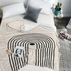 Boho Mid Century Blankets Orange Beige Throws Abstract Modern Aesthetic Bedding Minimalist Sun Leaf Soft Warm Bed Bedding Blankets for Couch Bedroom Sofa Office Cozy Flannel Blanket 70"X80"