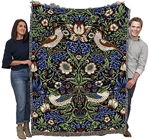 Pure Country Weavers William Morris Strawberry Thief Blanket - Arts & Crafts - Gift Tapestry Throw Woven from Cotton - Made in the USA (72x54) - color: Original, size: Large