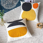 Square Bohemian Decorative Pillow Cover, Abstract Cotton Hand Woven Throw Pillowcase for Boho Bedroom Living Room, Modern Decor Home Cushion Sham 18x18, 1PC(Black Mustard) - size: 18" x 18" (Pack of 1)