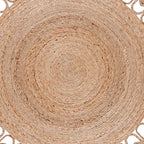 SAFAVIEH Natural Fiber Round Collection 5' Round Natural NFB252A Handmade Boho Country Charm Jute Area Rug - size: 5' (Round)
