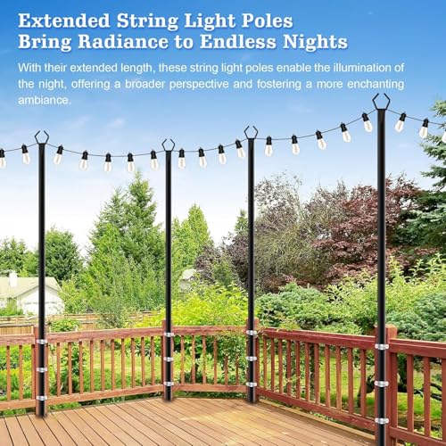 SINLEY 2 Pack String Light Poles,10 Ft Metal Poles with Fork for Outdoor String Lights,Outdoor Light Poles with Fork,Poles/Post/Stand for Outside,Patio,Deck,Backyard,Garden Wedding,Party - style: 2 Pack Poles