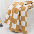 Carriediosa Checkered Throw Blanket 50" X 60", 400GSM Ultra Soft Microfiber Fuzzy Fluffy Reversible Cute Preppy Knitted Blankets Cozy Plush Fall Throws for Couch, Bed, Sofa, Tan Brown - color: Check - Tan Brown, size: 50" X 60"