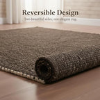 Brown Jute & Cotton Braided Rug Rectangle 2' x 3' – Reversible Soft Accent Rug for Entryway, Kitchen, Bathroom