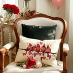RABUSOFA Valentines Pillow Covers 12x20 inch Valentines Day Decoration Red Love Heart Cardinal Anniversary Wedding Lumbar Throw Pillowcase for Couch Home Decor