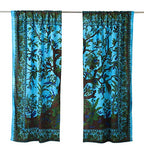 Popular Handicrafts Indian Hippie Bohemian Beautiful Tree of Life Tie Dye Mandala Curtain Panels Tarqouise - color: Tarquoise, size: 38"W x 83"L (Pack of 2)