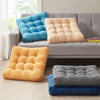 Degrees of Comfort Meditation Floor Pillow Set of 2, Square Large Pillows Seating for Adults, Tufted Corduroy Cushions for Balcony Outdoor Tatami Living Room, Orange Yellow, 22x22