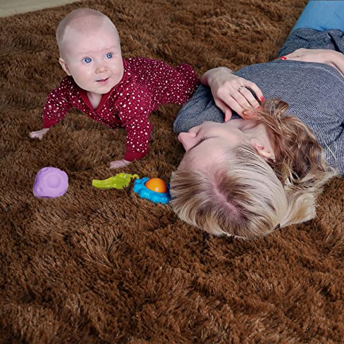 Kelarea Area Rug for Living Room, 6x9 Non-Slip Brown Rug Fluffy Soft Shag Rugs, Fuzzy Shaggy Plush Carpet for Bedroom, Nursery Rooms, Home Dorm - color: Brown, size: 6' x 9' (Rectangular)