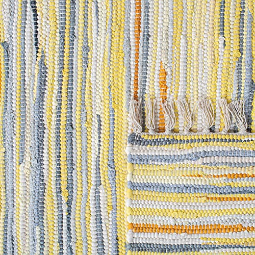 SAFAVIEH Rag Rug Collection Accent Rug - 4' x 6', Gold & Multi, Handmade Boho Stripe Cotton, Ideal for High Traffic Areas in Entryway, Living Room, Bedroom (RAR129N) - color: Gold/Multi, size: 4' x 6' (Rectangular)