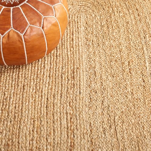 SAFAVIEH Natural Fiber Collection Area Rug - 2'6" x 4' Oval, Natural Brown, Handmade Jute, Braided Border Design (NF801N) - color: Natural, size: 2'6" x 4' (Oval)