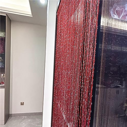 ave split Decorative Door String Curtain Wall Panel Fringe Window Room Divider Blind Divider Tassel Screen Home 100cm*200cm (red18) - color: Red18