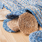 SAFAVIEH Cape Cod Collection Runner Rug - 2'3" x 12', Blue & Beige, Handmade Boho Braided Jute & Cotton, Ideal for High Traffic Areas in Living Room, Bedroom (CAP201C) - color: Blue/Beige, size: 2'3" x 12' (Runner)
