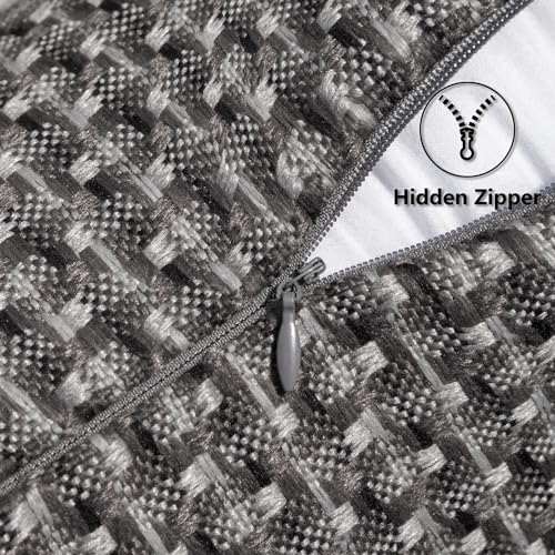 Kevin Textile Outdoor Waterproof Throw Pillow Covers Pack of 2 Weaving Texture Water Resistant Outside Decorative Cushion Covers for Garden Patio Tent Balcony Bench Couch Sofa 18x18 Inch, Dark Grey - color: Dark Grey, size: 18" x 18" (Pack of 2)