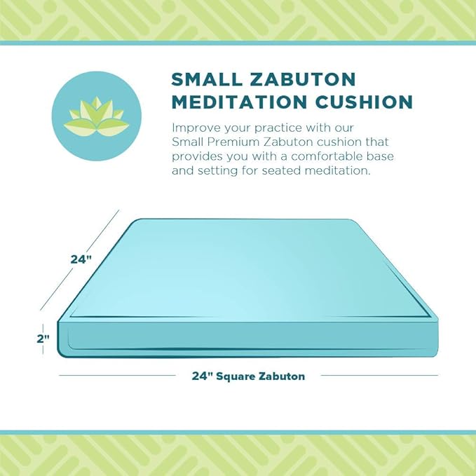 Zabuton Meditation Cushion for Workout - Supportive Yoga Floor Seat Cushion for Comfort & Posture Support - Natural Washable Cotton Fill kneeling Pad - Made in USA - Standard 24x24x2, Earth