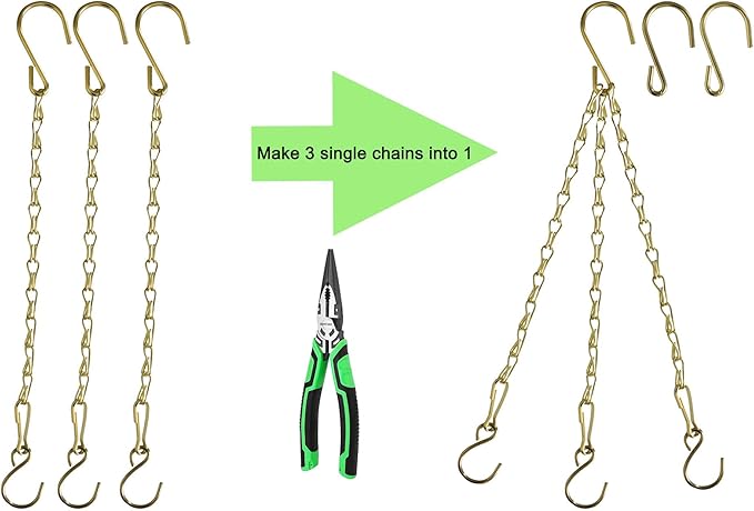 Chain for Hanging Plants,11 Inch Gold Hanging Chain, Small Basket Chain Kits with Hooks for Bird Feeder Planter Porch Wind Chime (Gold, 11 Inch-6PCS)