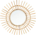 OYPEIP 22" Large Natural Rattan Sunburst Bohemian Hanging Glass Decor,Rustic Handwoven Innovative Art Decoration Round Makeup Mirror for Dressing Living Room Bedroom Bathroom Corridor,Entryway