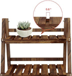 Yaheetech Folding Plant Stand Wooden Foldable Plant Shelf 3-Tier Flower Pot Stand Plants Display Shelf Rack Ladder Garden Indoors Outdoors 23.6 x 15 x 36.6in
