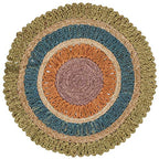SAFAVIEH Natural Fiber Round Collection 3' Round Green/Multi NF201D Handmade Boho Charm Farmhouse Jute Area Rug - color: Green/Multi, size: 3' (Round)