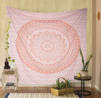 raajsee Rose Gold Elephant Mandala Tapestry For Bedroom - Indie Boho Trippy Wall Hanging 30x40 Inches - color: Rose Gold Ombre, size: 40"L x 30"W