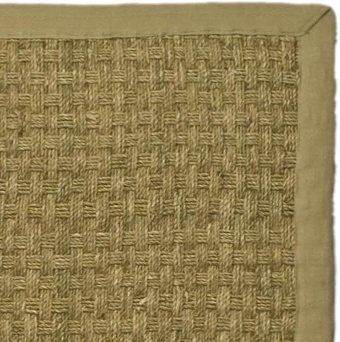 Safavieh Area Rug 6x8 - Natural Fiber Collection - Natural & Beige, Seagrass, Basketweave Pattern with Border (NF114A)