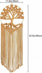 Sylfaen Tree of Life Macrame Wall Hanging - Boho Handmade Woven Tapestry - Dream Catcher Wall Decor Art Living Room - Macrame Tapestry Boho Decor for Bedroom (LightBrown)
