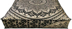 CRAFT KALA Mandala Floor Pillow Cushion Cover Seating Throw Cover Hippie Decorative Bohemian Ottoman Poufs Pom Pillow Cases Boho Indian Cotton Living Room Yoga Home Décor 35" Square, Black Gold Ombre
