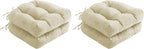 Outdoor Chair Cushions Set of 2, Patio Chair Cushions with Ties, 17x17+4” Tufted Outdoor Seat Cushions, Waterproof Patio Furniture Cushions, Outdoor Dining Chair Pads, Beige (Pack of 2)