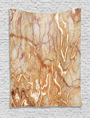 Ambesonne Marble Print Tapestry, Different Version of The Natura? Onyx Stone Background Curved Veins Digital Image Nude Tones Print, Wall Hanging for Bedroom Living Room Dorm Decor, 40" X 60", Orange - color: Orange, size: 60"L x 40"W