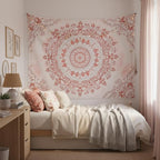 Accnicc Pink Floral Mandala Tapestry Wall Hanging Boho Medallion Tapestry Aesthetic Watercolor Flower Cute Large Tapestries for Bedroom Living Room Dorm Decor 80 x 60 Inch