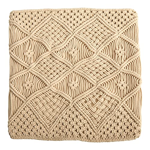 Nearly Natural 18in. Boho Cross Woven Macrame Decorative Pillow Cover