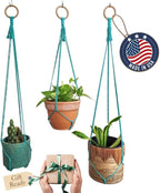 Set of 3 Macrame plant hanger for pots 4-10” live plants indoor and outdoor decor hanging plant holder Boho décor Plant stand Indoor plant shelf for Hanging planter for plant pots (Ocean Teal)