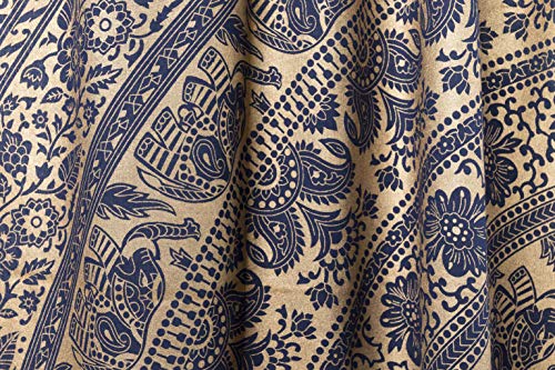 Popular Handicrafts Indian Hippie Bohemian Beautiful Elephant Mandala Curtain Panels Blue and Gold - color: Blue and Gold, size: 38"W x 83"L (Pack of 2)