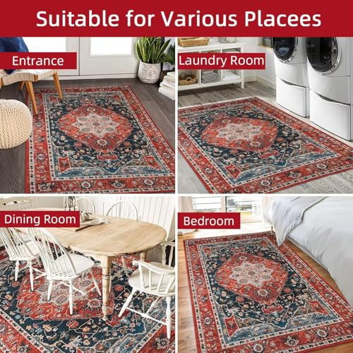 Vintage Bohemian Area Rug for Living Room, Retro Boho Rug Bedroom Indoor Print Carpet Large Size Rug Kitchen Dining Room Mat 1x3(ft)