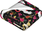 Cat Flower Throw Blanket Soft Flannel Blanket 60"x50" in Bed Blanket Home Decor for Room Sofa Couch All Season